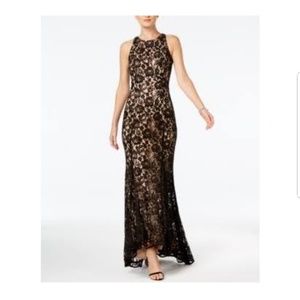 Vince Camuto Sequined Lace Godet-Pleat Gown